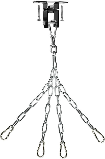 Yes4All Punching Bag Hangers, Swing Hanger For Punching Bag - Heavy Bag Hanger - Bag Chain For Boxing Stand - Indoor Outdoor Hanging, 360 Rotate Swivel,2 Screws, Heavy Bag Chain and Swivel