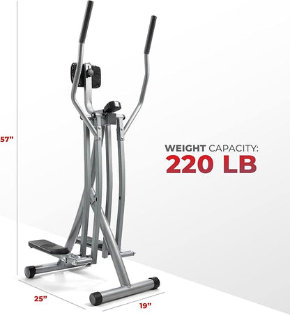 Sunny Health & Fitness Smart Air Walker Elliptical, Low-Impact 30-Inch Stride Home Glider Machine, Senior Cross Trainer for Indoor Cardio Exercise, Free SunnyFit App Bluetooth Connection- SF-E902SMART