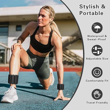 Vanleonet Wrist Ankle Weights for Women,Adjustable Wearable Strong Arm & Leg Weights Set of 2(1Lbs Each),Comfortable and Breathable for Yoga, Barre, Pilates, Swimming, Cardio, Aerobics, Gym