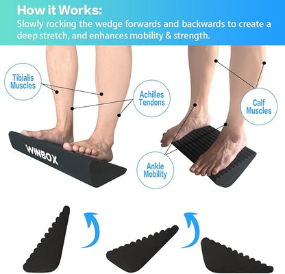Squat Wedge and Slant Board for Calf Stretching, Foot Stretcher for Physical Therapy, Calf Stretcher for Improving Mobility Balance and Strength Performance