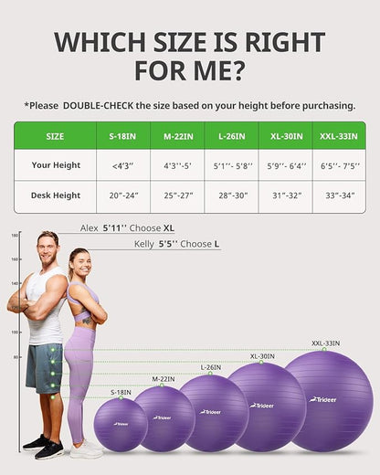 Trideer Yoga Ball Exercise Ball for Working Out 5 Sizes