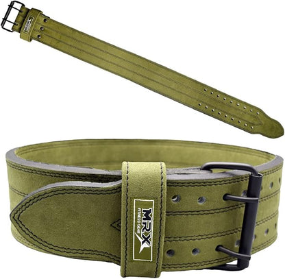 MRX Powerlifting Leather Belt 4" Wide 10mm Thickness 2 Prong