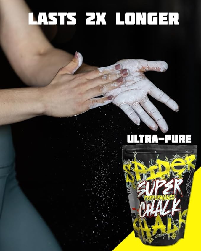 SPIDER CHALK Climbing Chalk Lab-Grade Powder Large 10 oz. Bag. Skin-Friendly, Better Performance - Made in The USA.