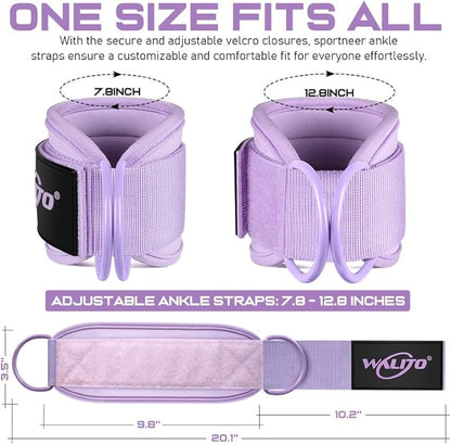 WALITO Gym Ankle Straps for Working Out - Glute Ankle Cuff Kickback Strap, Gym Cable Machine Accessories for Women Glute Leg Extensions, Hip Abductors & Lower Body Exercises Equipment