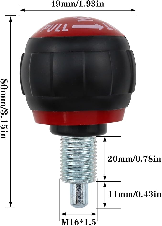 AYLIFU 2 PCS M16 Pop Pull Pin Knob Spherical Fitness Pop Pull Pin Knob Pull Pin Spring Knob Replacement Part for Fitness Equipment Bicycle Equipment Red