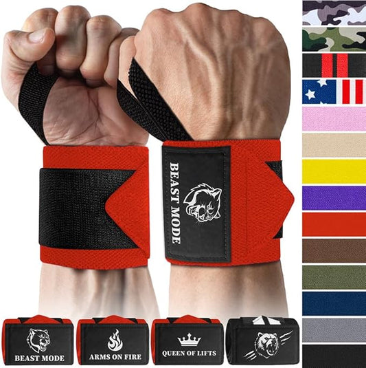 TECEUM Weightlifting 18" & 12" Wrist Wraps with Thumb Loop – Heavy Duty Wrist Workout Braces for Men and Women – Ideal for Powerlifting, Strength Training, Bodybuilding