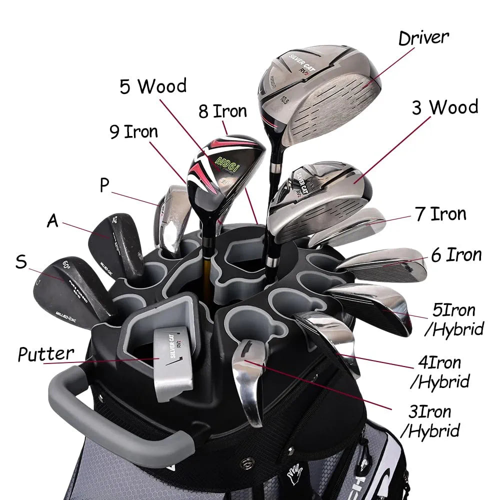 ASK ECHO T-Lock Golf Cart Bag with 14 Way Organizer Divider Top, Premium Cart Bag with Handles and Rain Cover for Men