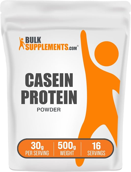 BulkSupplements.com Casein Protein Powder - Micellar Casein Powder, Protein Powder Casein, Casein Powder - Unflavored & Gluten Free, 30g per Serving, 500g (1.1 lbs)