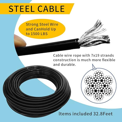 Fitness Gym Replacement Cable Fitness Pulley Cable,Heavy Duty 5mm Steel Wire Rope for Home Gym Cable Pulley Machine Accessories