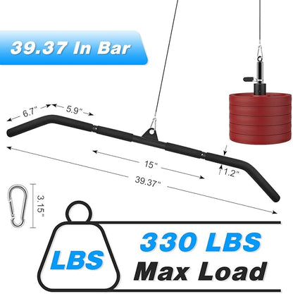 Fitness Cable Pulley System, Gym LAT and Lift Pulldown Machine Attachments, LAT Pull Down Bar Home Workouts Equipments for Biceps Triceps Shoulder Arm Curl Forearm Muscle Strength Exercise