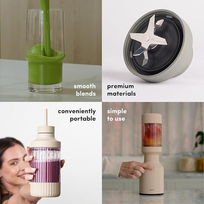 Beast Mighty 850 Plus | Premium Compact Personal Blender | Smoothies, Shakes, Dressings, Sauces | Blends Ice and Frozen Fruit | New XL Vessel | Extra Vessels, Lids and Straws | 850W (Terra)