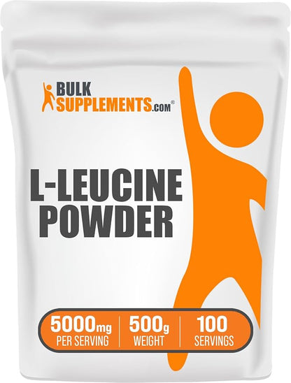 BulkSupplements.com L-Leucine Powder - Leucine Supplements, Leucine Amino Acid - BCAA Supplements, Leucine Powder - Unflavored, 5000mg per Serving, 500g (1.1 lbs) (Pack of 1)