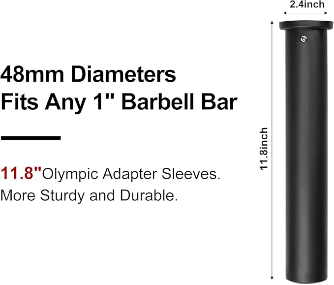 Olympic Adapter Sleeve 11.8" - Converts 1" Bars 2" Standard Gym(2 Pcs)