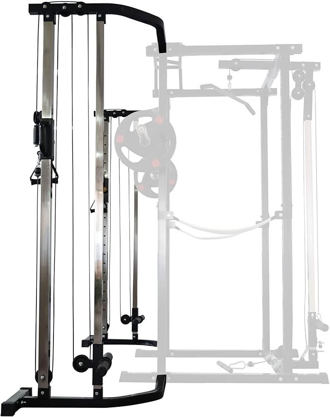 Multi-Function Adjustable Power Cage with J-Hooks, Safety Straps and Optional LAT Pulldown Attachment and Cable Crossover, Multiple Styles