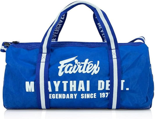Fairtex BAG9 Retro Style Barrel Bag Thai Boxing Heavy Gym Bag Myay Thai MMA (Blue)