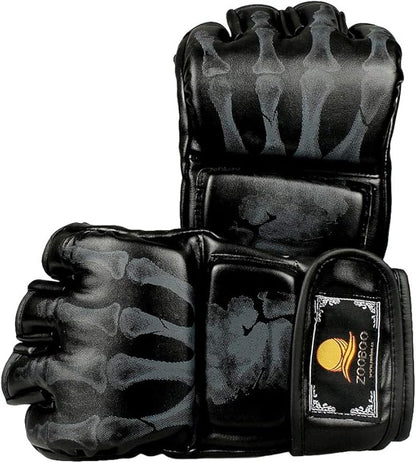 ZooBoo MMA Gloves, Half-Finger Boxing Fight Gloves MMA Mitts with Adjustable Wrist Band for Sanda Sparring Punching Bag Training
