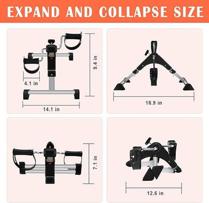 Multi-Use Physic-Under Desk Exercise Bike Pedal Exerciser, Fully Assembled Pedal Exerciser for Seniors, Foldable Mini Exercise Bike for Office Fitness with LCD Display, Peddler Exerciser