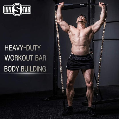 INNSTAR Home Gym Workout bar 38" Black Max 800lb for (Black-38'')