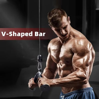 Tricep Press Down V Bar, Cable Machine Attachment Home Gym LAT Pulldown Attachments