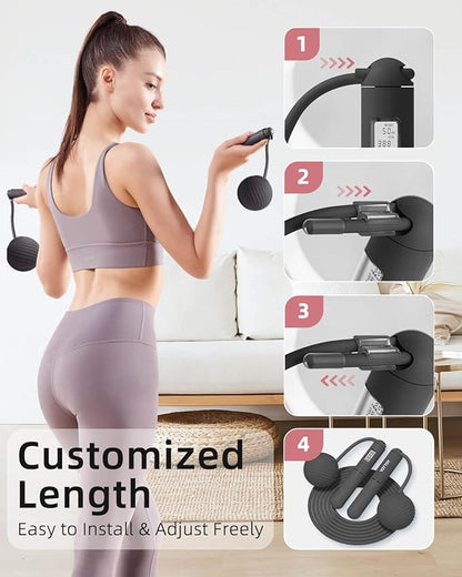 Cordless Jump Rope with Counter - Ropeless Jump 2 In 1 with