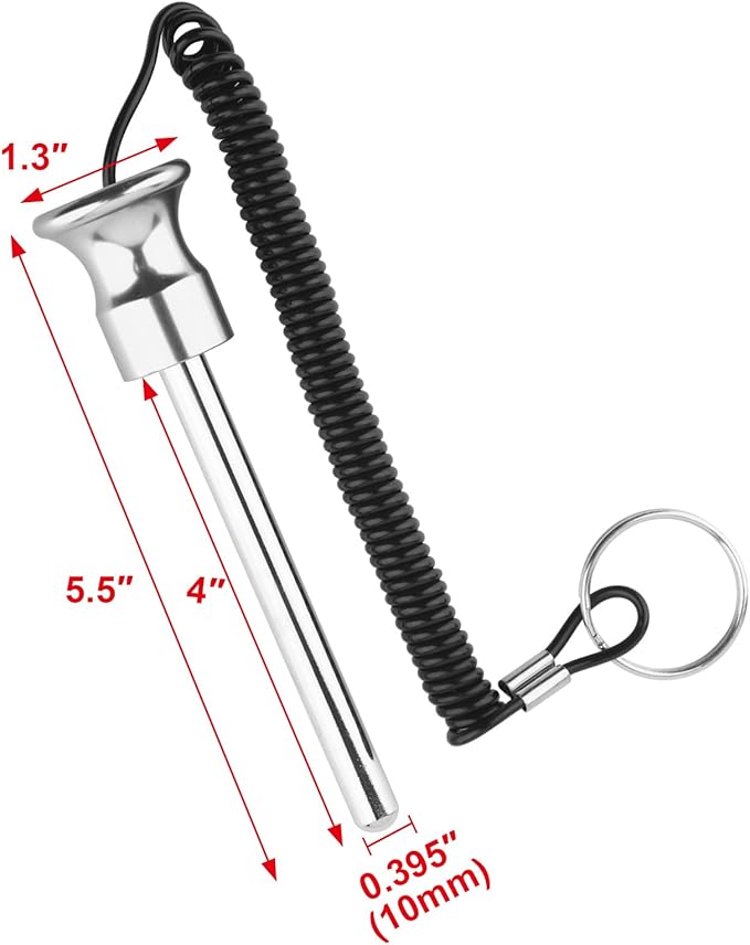 Cosmos Gym Weight Stack Pin Universal Replacement Selector Lock Pin Detent Hitch Pin, Tensile 3/8" Dia. & 4" Locking Space with Lanyard, for Gym Equipment Machine Weight Plate
