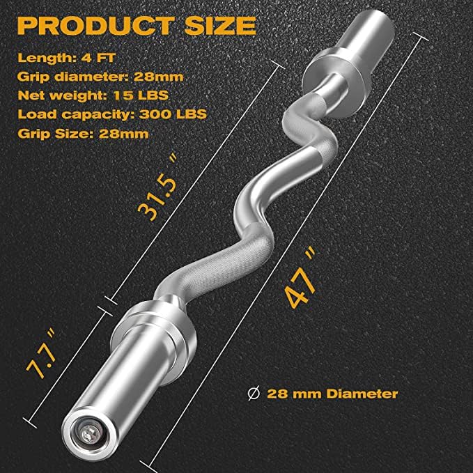 Elevens Olympic Barbell Training Curl Weight Bar 300LBS/330LBS/700LBS /1000LBS/1500LBS Capacity,Chrome