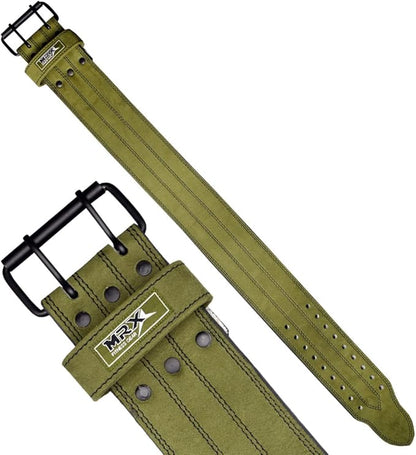 MRX Powerlifting Leather Belt 4" Wide 10mm Thickness 2 Prong