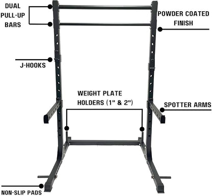 HulkFit Multi-Functional Adjustable Pro Series Power Cage Weight Rack, Squat Rack for Home Gym with 2 Pull Up Bars, Strength Training Exercise Equipment for Bench Press, Squats, and Deadlifts
