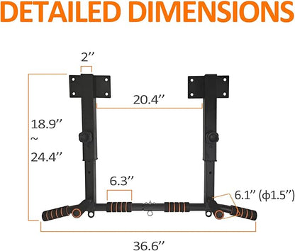 BESTHLS Wall Mounted Pull Up Bar and Dip Station 440 Lbs