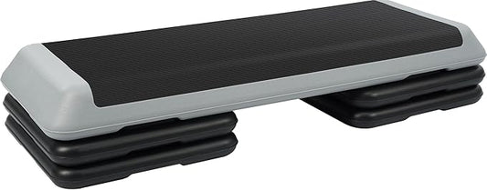 Step Aerobic Platform, Exercise Step with 5 levels Adjustable Height, 4 Stackable Risers, Fitness Training Workout Stepper for Home Gym, Cardio Strength, Multiple Options