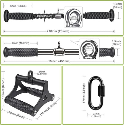 Kipika Tricep Pull Down Attachment, Cable Machine Accessories for Home Gym, Cable Machine Attachments Pulley System Gym, LAT Pull Down Attachment Weight Fitness