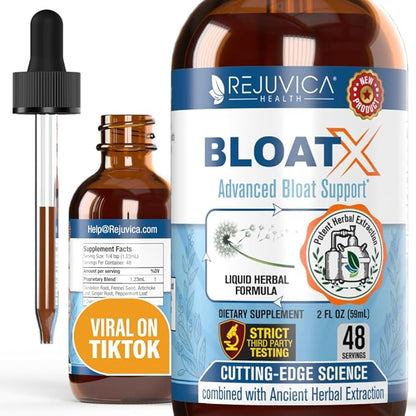 Rejuvica Health BloatX- Advanced Bloating Support Supplement - Liquid Delivery for Better Absorption - Fennel, Dandelion, Artichoke, Ginger & More!