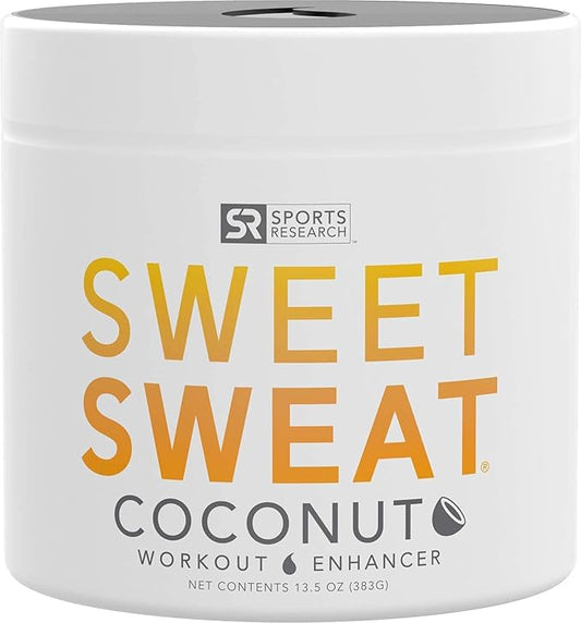 Sports Research Sweet Sweat Coconut Workout Enhancer Gel - Maximize Your Exercise & Sweat Faster - 13.5oz Jar