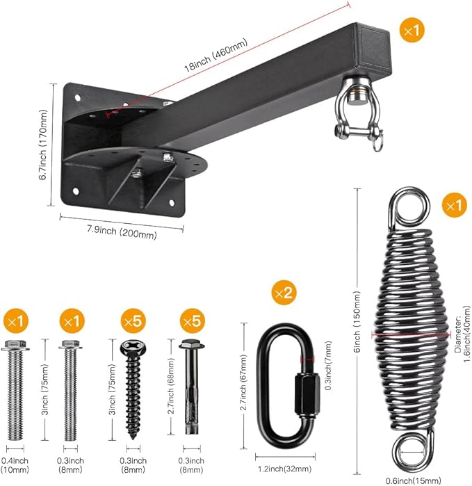 SELEWARE Wall Mount Heavy Bag Hanger Heavy Duty Punching Bag Hanger Adjustable Boxing Bag Bracket for Home Gym Indoor Outdoor Boxing, Muay Thai and MMA Training