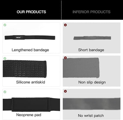SKDK Cotton Hard Pull Wrist Lifting Straps Grips Band-Deadlift Straps with Neoprene Cushioned Wrist Padded and Anti-Skid Silicone - for Weightlifting, Bodybuilding, Xfit, Strength Training