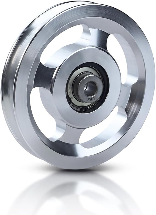 Flylin Aluminum Alloy Bearing Pulley Wheel, Universal Sliver Strength Training Equipment Pulley Wheel Gym Accessory, Fitness Pulley Wheel for Gym Equipment Part Cable Merchine