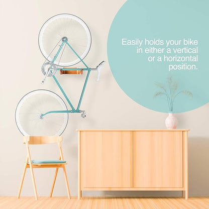 WOKK Wooden Bike Wall Mount - Horizontal Bicycle Wall mount for Home or Garage, Wall Bike Rack for apartment, Your Elegant Indoor Bike Storage