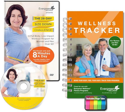 BUNDLE: 28 Day Fitness DVD plus Wellness Tracker for Women and Men 50-80+