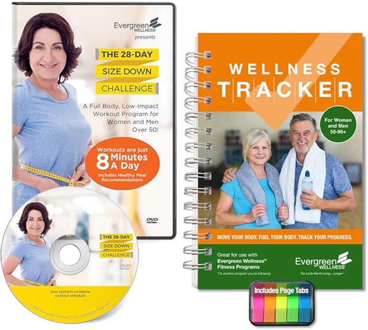 BUNDLE: 28 Day Fitness DVD plus Wellness Tracker for Women and Men 50-80+