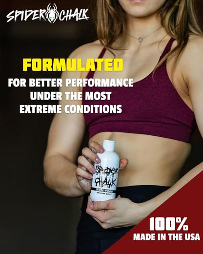 SPIDER CHALK 8oz White Widow Extreme Liquid Chalk, Dry Hands, Better Grip for Gym, Powerlifting, Weightlifting - Skin Friendly, Made in The USA