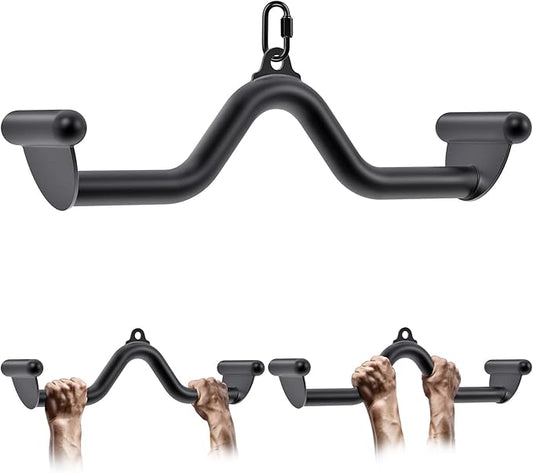 Kipika LAT Pull Down Bars Cable Machine Attachment, Rowing T-bar V-bar Set, Back Strength Training Handle Grips for Cable Machine Rowing Machine, 12" 20" 24" 28" 32" Five Sizes
