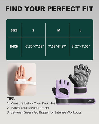 Trideer Weight Lifting Gloves for Women with Wrist Wraps Support, Workout Gloves for Women, Full Palm Protection, Grip for Gym Training, Fitness, Weightlifting, Exercise