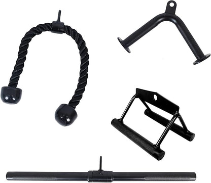 Tricep Press Down Cable Attachment, LAT Pulldown Attachment, Weight Machine Accessories, V Handle with Rotation, Tricep Rope, Rotating Bar, V-Shaped Bar, Multiple Options