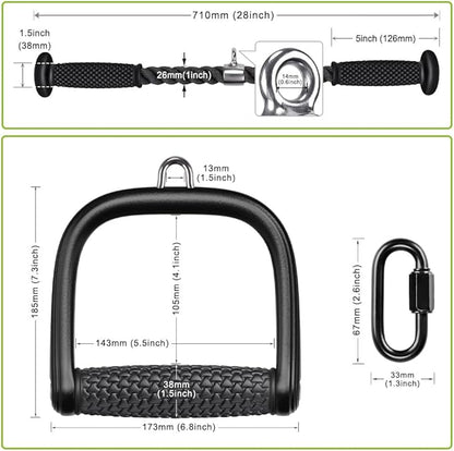 Kipika Tricep Pull Down Attachment, Cable Machine Accessories for Home Gym, Cable Machine Attachments Pulley System Gym, LAT Pull Down Attachment Weight Fitness