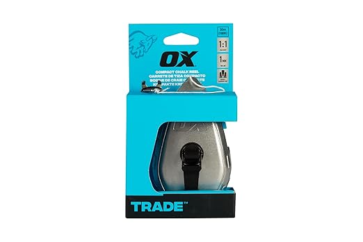 OX Tools Contractor 100ft Chalk Line Tool Aluminum Construction Steel Crank & 1:1 Gear Ratio and Cotton and Nylon Basic Fine Line Marking Tool Professional Grade Chalk Box OX-T630501