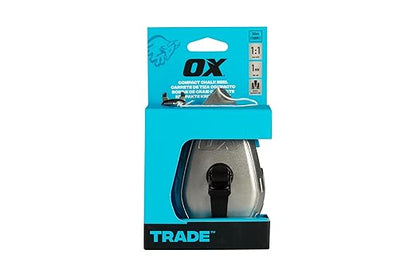 OX Tools Contractor 100ft Chalk Line Tool Aluminum Construction Steel Crank & 1:1 Gear Ratio and Cotton and Nylon Basic Fine Line Marking Tool Professional Grade Chalk Box OX-T630501