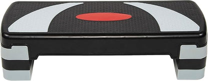Step Aerobic Platform, Exercise Step with 5 levels Adjustable Height, 4 Stackable Risers, Fitness Training Workout Stepper for Home Gym, Cardio Strength, Multiple Options