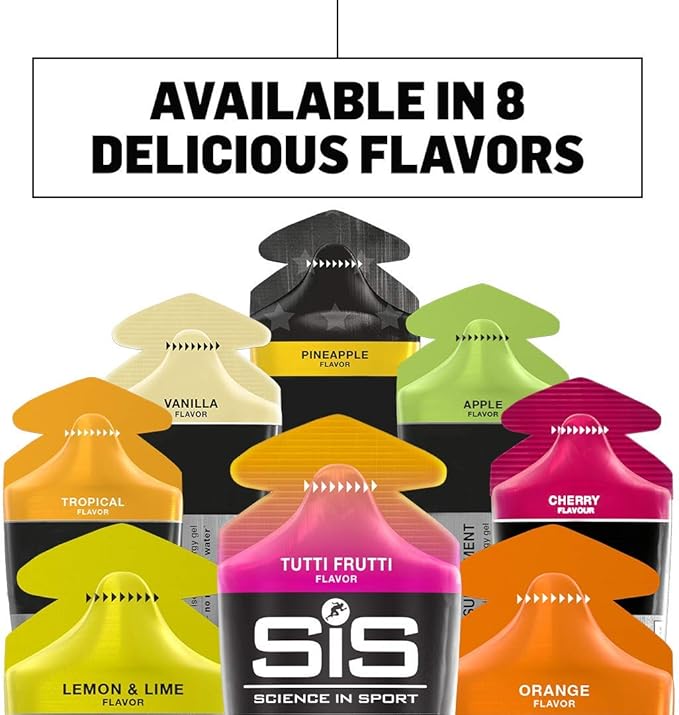 Science in Sport Energy Gel Pack, SIS Isotonic Energy Gel, 22g Fast Acting Carbs, Performance & Endurance Gels, Tropical Flavor - 2 Fl Oz (Pack of 6)