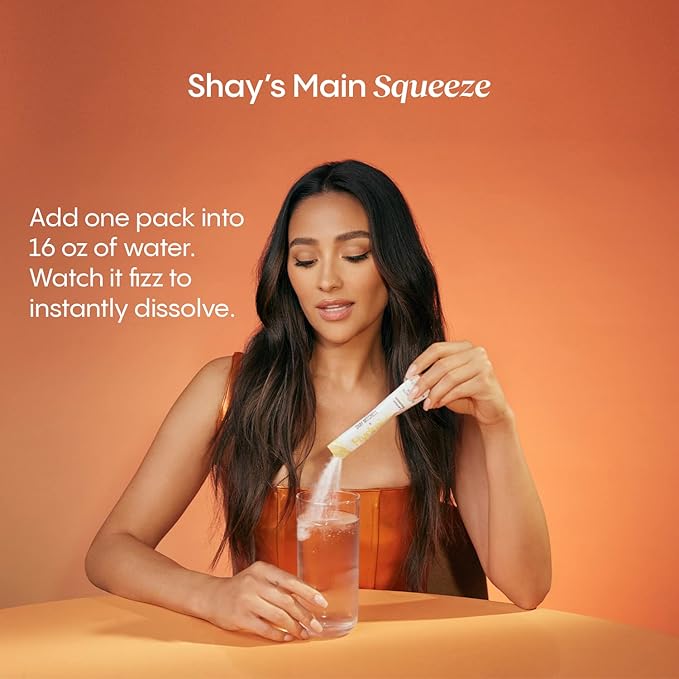 Hydralyte Shay Mitchell Low Sugar Rapid Rehydration - Lightly Sparkling Electrolyte Powder Packets, Lemon Squeeze | Travel Essential - Workout Essential - Recovery Powder (18 Count)