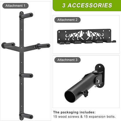Kipika Gym Organizer Set Wall Mounted Weight Plate Storage Rack Barbell Storage Rack with T-Bar Row Landmine Platform Attachment Durable Steel Construction Easy Installation